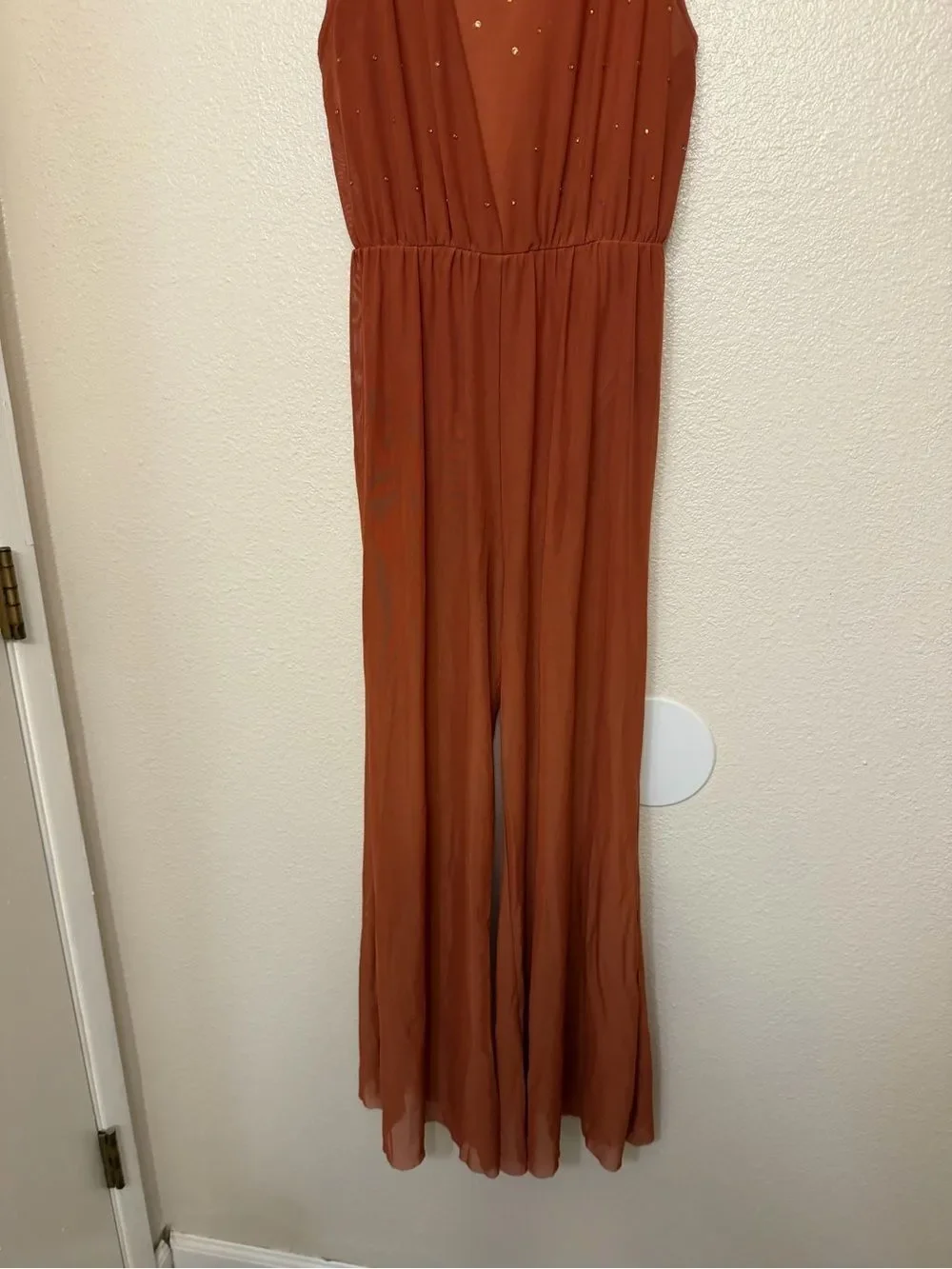 WEISSMAN Dance Costume orange Cowl Drape Power Mesh Jumpsuit SM12126 SA adult